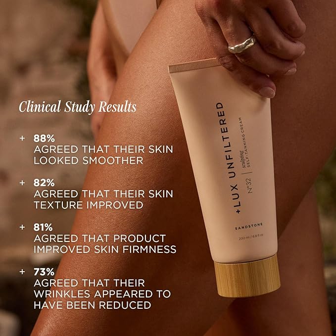 + Lux Unfiltered N°32 Sculpting Gradual Self Tanning Cream in Sandstone, Peptide Blend to Firm and Tone Skin, Hydrating Self Tanning Lotion, Gluten Free, Vegan + Cruelty Free Self Tanner