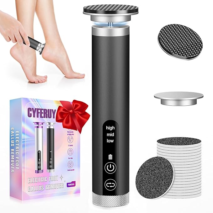 Electric Foot Callus Remover with Nano-Glass Head, 2000mAh Portable Electric Foot File with Upgraded Powerful Metal Gear Motor, Premium Aluminum Electric Callus Remover for Feet, Gifts for Men Women