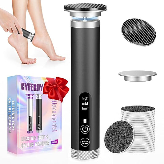 Electric Foot Callus Remover with Nano-Glass Head, 2000mAh Portable Electric Foot File with Upgraded Powerful Metal Gear Motor, Premium Aluminum Electric Callus Remover for Feet, Gifts for Men Women