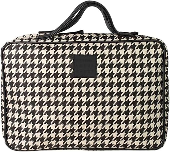 Houndstooth Hanging Travel Bag, Toiletry Bag, Makeup Bag for Women, Portable Water-resistant Small Travel Bag for Toiletries & Cosmetic Essentials