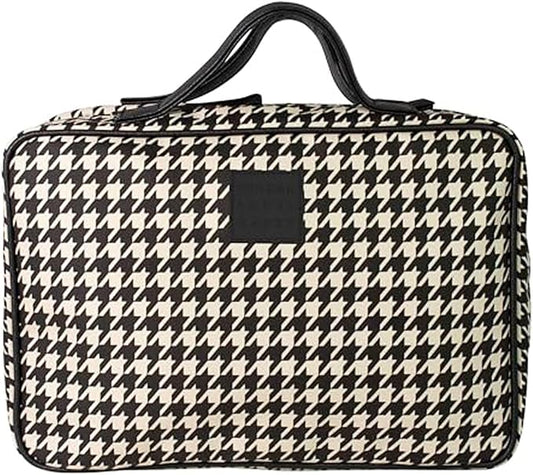 Houndstooth Hanging Travel Bag, Toiletry Bag, Makeup Bag for Women, Portable Water-resistant Small Travel Bag for Toiletries & Cosmetic Essentials