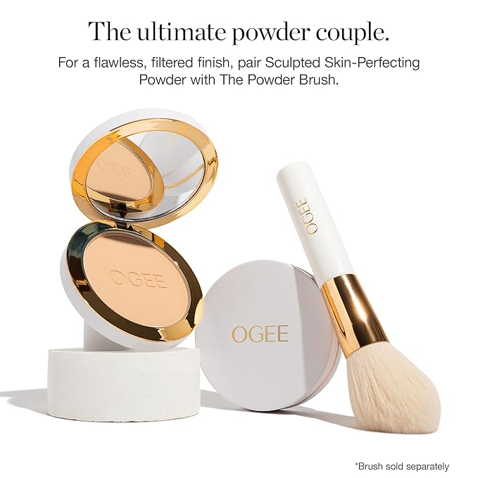 Ogee Sculpted Skin-Perfecting Makeup Setting Powder - Sienna - FULL SET (Case & Refill) - Lightweight Powder Foundation Made with 70% Organic Ingredients