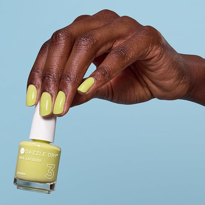 Dazzle Dry Nail Lacquer (Step 3) - Fresh Squeezed - A vibrant, greenish chartreuse yellow. Full-coverage cream. (0.5 fl oz)