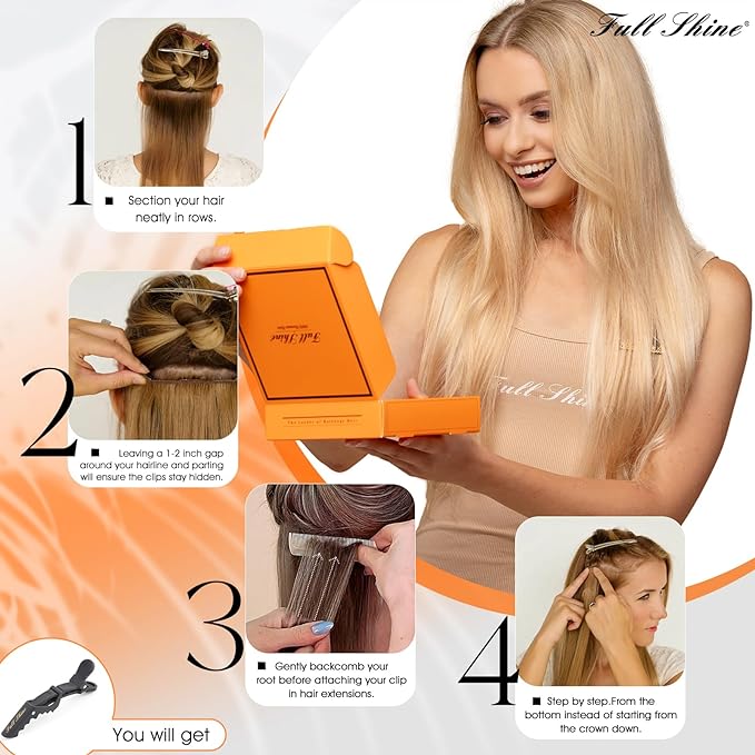 Full Shine Clip on Hair Extensions Human Hair Black Remy Human Hair Clip in Black Clip in Extensions Real Human Hair Extra Volume Full Head Triple Weft 7 Pcs 150 G