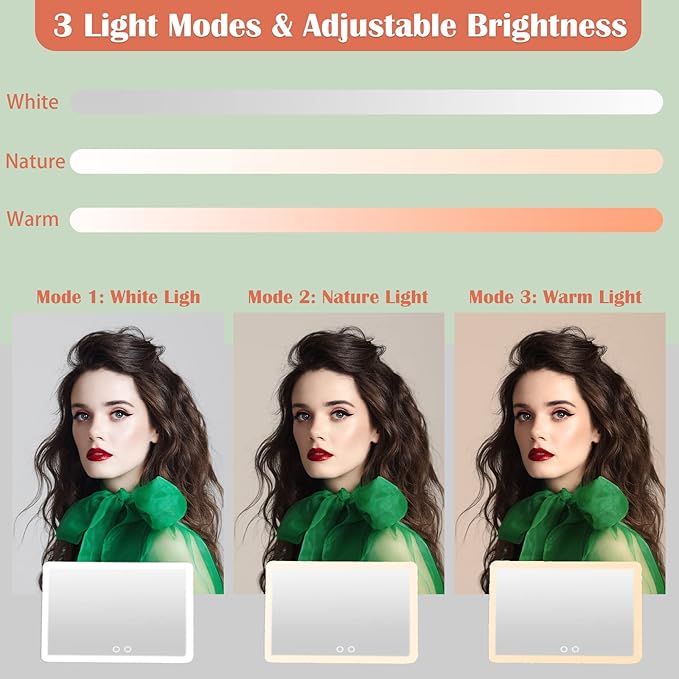 Plus Size Travel Makeup Bag with Large Lighted Mirror, Makeup Cosmetic Train Case with Detachable Mirror and Light Waterproof Artist Organizer with Adjustable Dividers Gift for Women (Pink)