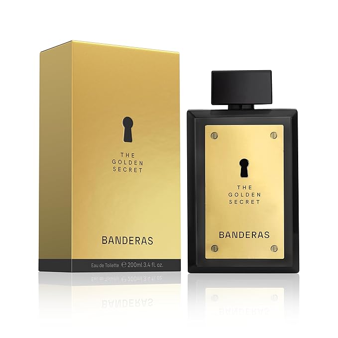 Banderas Perfumes - The Golden Secret - Eau de Toilette Spray for Men - Long Lasting - Masculine, Casual and Elegant Fragrance - Mint, Apple and Spicy Notes - Ideal for Day Wear - 6.7 Fl Oz