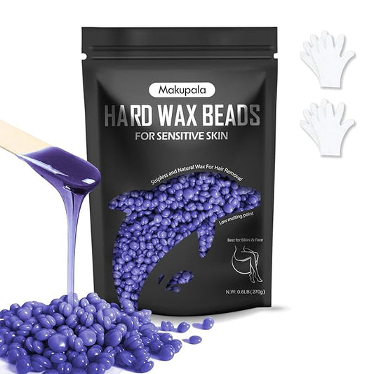 Hard Wax Beads for Sensitive Skin, 0.6lb Unscented Waxing Beads for Brazilian Waxing Women Men, Professional Wax Beans for Full Body, All Skin Type, Face, Bikini, Leg, No Strip Needed Purple