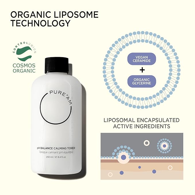 PURE'AM - Korean Toner for Dry Skin - Deeply Hydrating - Hyaluronic Acid & Vegan Ceramides - Korean Skincare Toner for Face, Sensitive Skin - Redness & Acne - 3.3 fl. oz, 100 ml