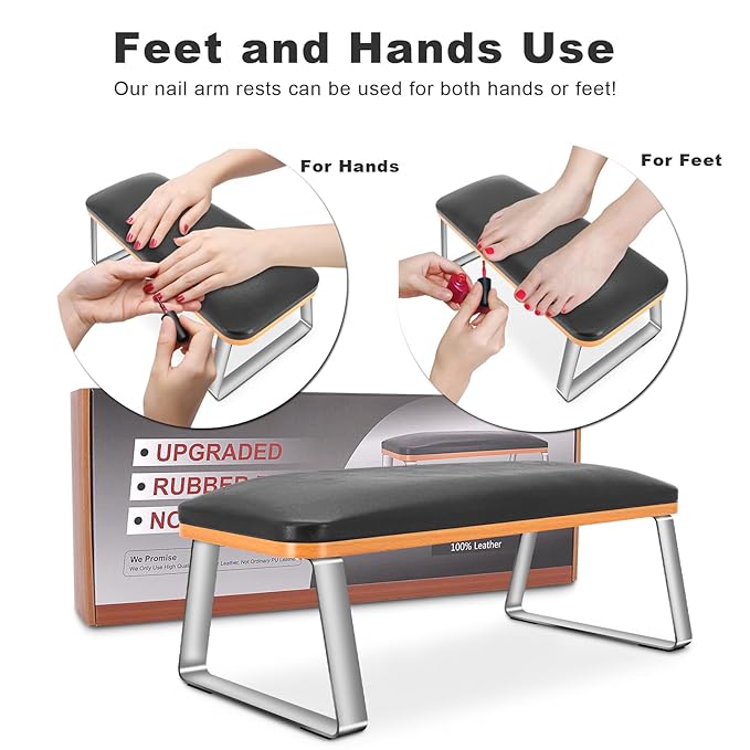 Big Arm Rest for Nails Tech, Sturdy Nail Arm Rest Manicure Hand Rest with Stainless Steel Legs