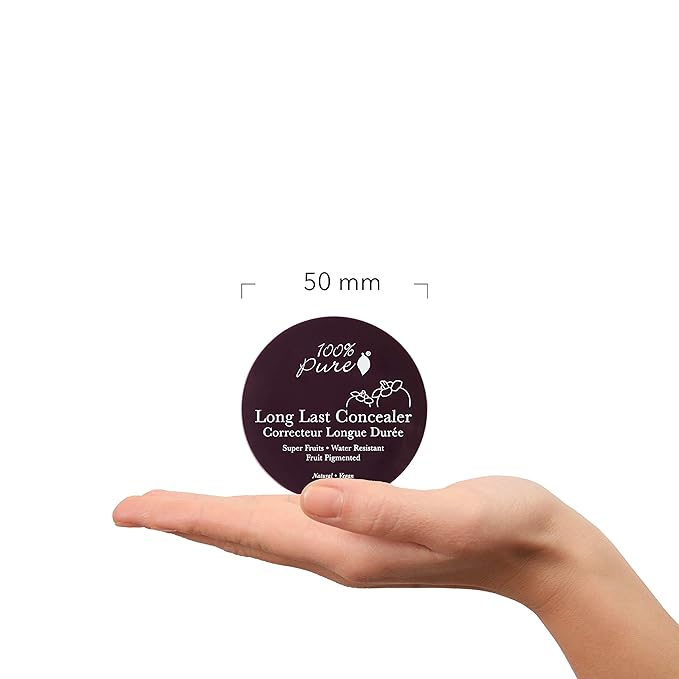 100% PURE Fruit Pigmented Long Last Compact Concealer, Creme, Full Coverage Concealer, Diminish Dark Circles (Light with Neutral Undertones) - 0.11oz