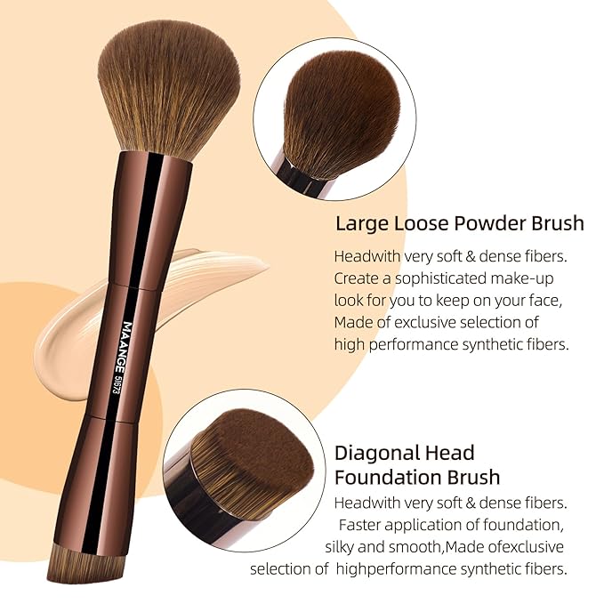 MAANGE 20 Pcs Makeup Brushes with Gift Box, Double-End Multi-functional Makeup Brushes for Blending Liquid Powder Concealer Cream Blush Buffe,Dark Brown