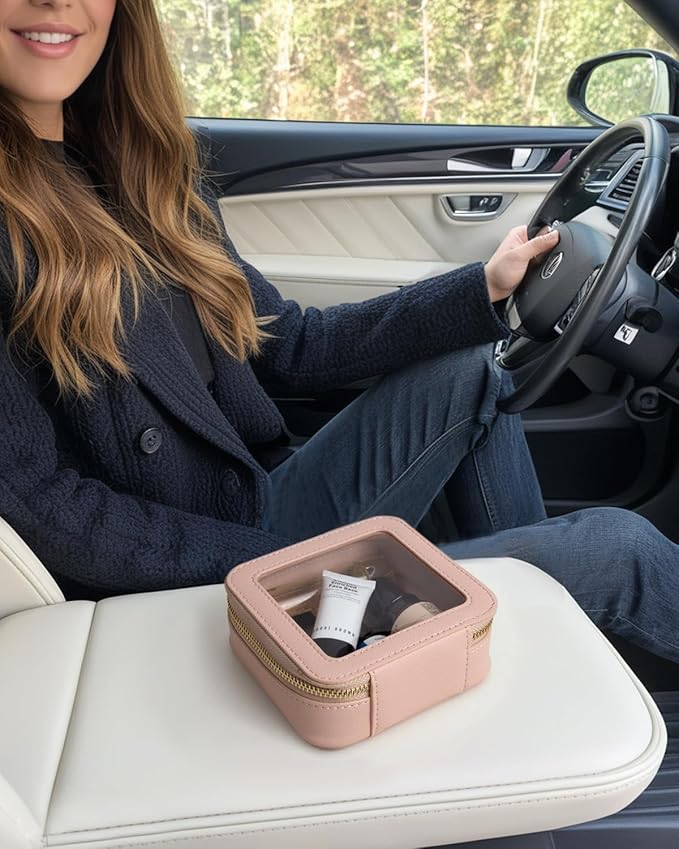 Clear Makeup Bag, Small Makeup Bag TSA Approved Toiletry Bag Cosmetic Travel Bag Cute Makeup Bag Organizer Makeup Case Pouch Car Essentials for Women Men