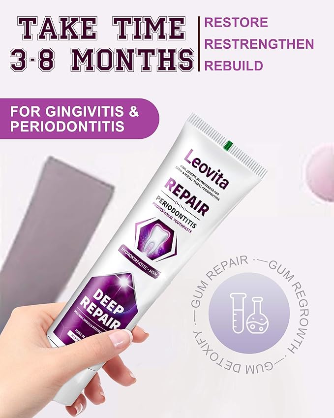 Gingivitis Treatment Toothpaste, Gum Disease Treatment Plaque Remover, Periodontitis Treatment at Home, Gum Repair for Receding Gums Regrowth, Bad Breath Treatment Hydroxyapatite Toothpaste