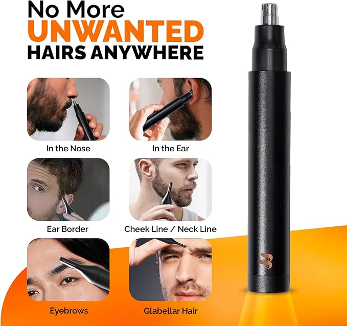 Brio Nose Hair Trimmer for Men & Women, Comfortable Eyebrow Trimmer with Sleek Design, Ear Hair Trimmer Equipped with a 2 - Edge Rotary & Linear Blade