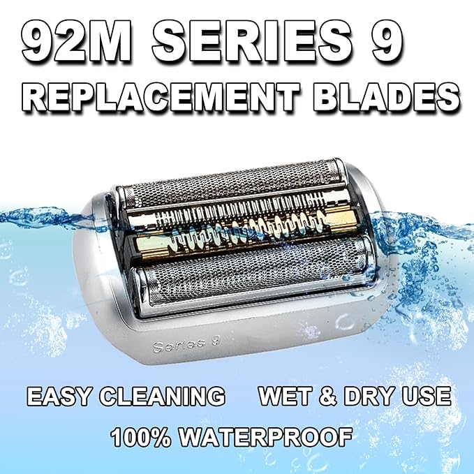 New Series 9 92M Electric Replacement Shaver Head Accessories blade Compatible with Braun Series 9 Foil Shaver Replacement Heads 9290cc 9291cc 9370cc 9293s 9385cc 9390cc 9330s 9296cc