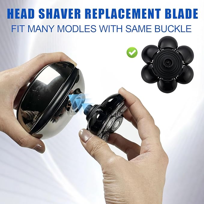 7 Head Shaver Replacement Razor Heads for Many Brands Bald Men's Electric Foil Shaver Replacement,Universal Shaver Replacement Blades for Electric Razor for Men Bald and Face (Black 7 Head/3PCS)