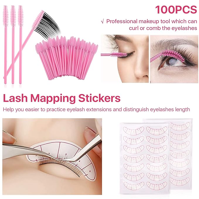 Pretty memory Eyelash Extension Kit for Beginners, Lash Extension Training Kit with Silicone Mannequin Head Removable Eyelids for Makeup and Eyelash Graft Practice