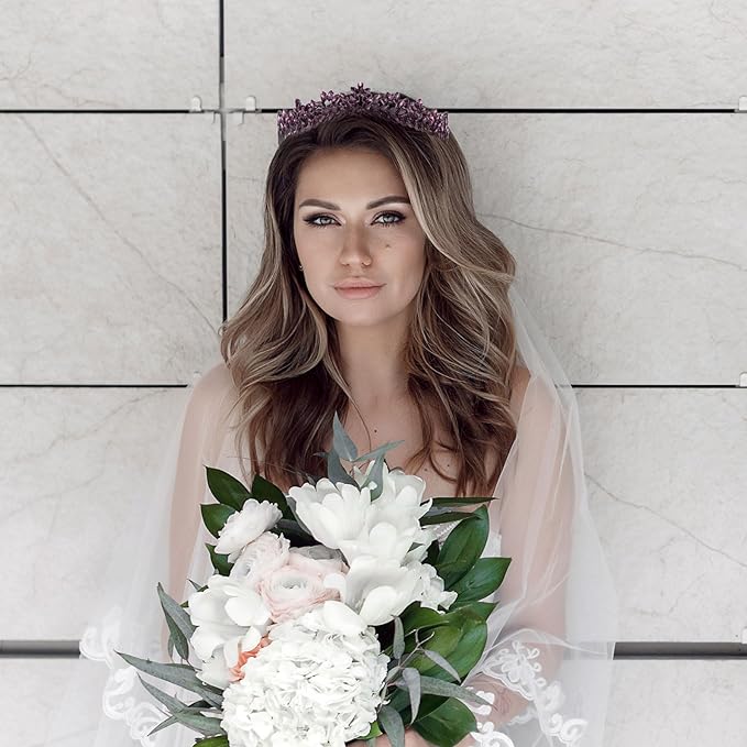 Women's Tiara, Crown for Henna Wedding Party | Glitter Hair Accessories for Bridal Birthday Pageant Prom Halloween Costume Christmas, Halloween Princess Crowns | Dream Design - Purple