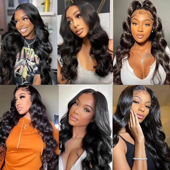13x4 HD Lace Front Wigs Human Hair Glueless Wig Human Hair Pre Plucked 180 Density Body Wave Lace Frontal Wigs Human Hair for Black Women Natural Black Color 18Inch