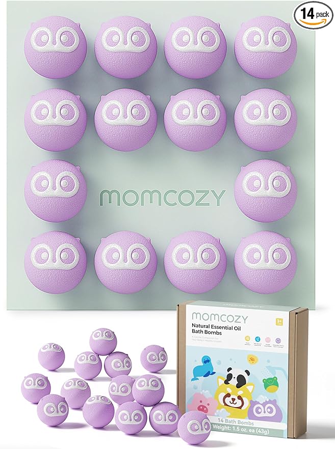 Momcozy Natural&Organic Essential Oil Bath Bombs,14 Pcs Bubble Bath Fizzy Balls with Cute Owl Animal Shapes,Bath Bombs Gift Set for Kids Girls Boys Toddler,Ideal Gift for Easter Egg,Bath Bomb Kit