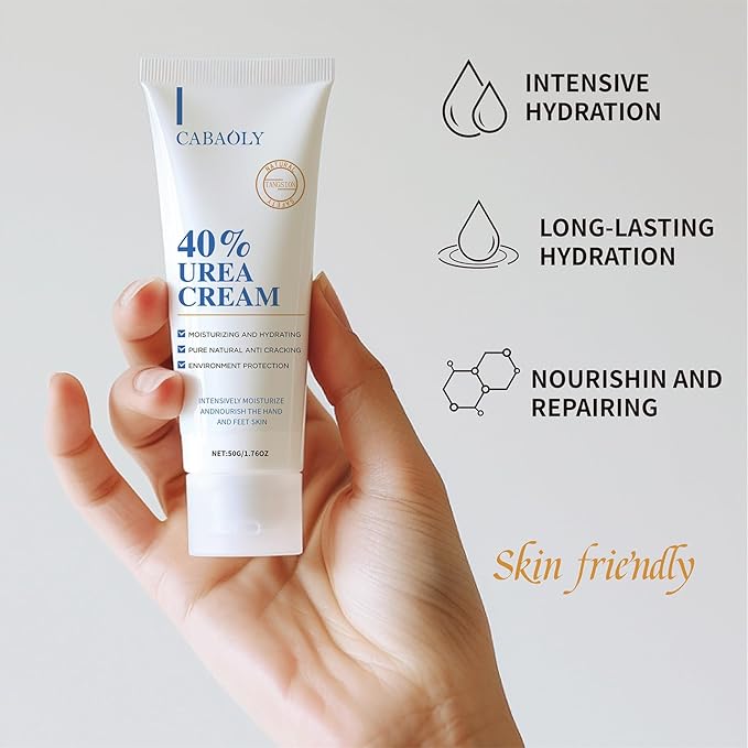 Urea Cream 40 Percent for Feet Maximum Strength, Urea Foot and Hand Cream with Powerful Hydration for Dry Skin, Cracked Heels, Deeply Moisturizing for All Skin Types 1.76oz