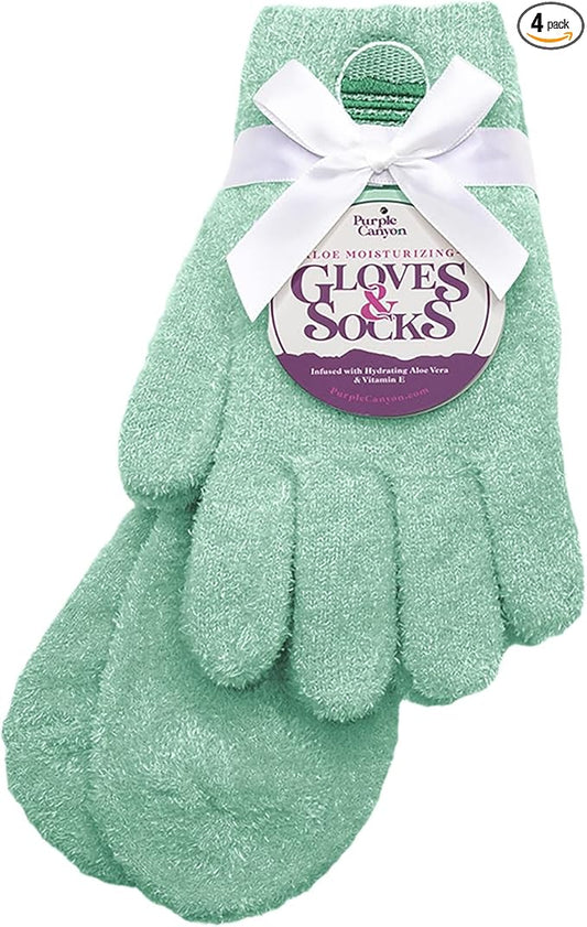 Purple Canyon Moisturizing Socks and Gloves Set | Teal Fuzzy Socks and Gloves with Aloe and Vitamin E for Women | Women's Gifts for Self-Care