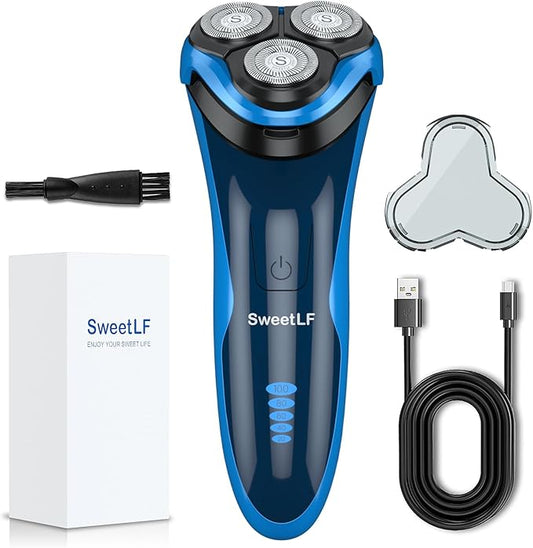 SweetLF Electric Shaver for Men, 3D Rotating Head, USB C Fast Charging, IPX7 Waterproof,Mens Razors with Pop Up Trimmer, Cordless Electric Razor for Men