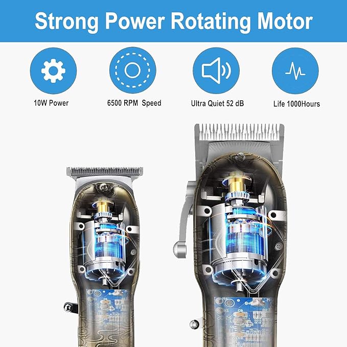 Hair Clippers and Trimmers Set, Suttik Barber Clippers Professional Set, Beard Trimmer for Men, Cordless Ornate Clippers for Men with T-Blade Close Cutting Trimmer, LED Display