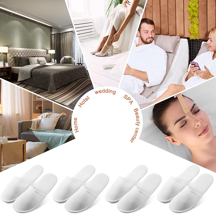 Geyoga 24 Pairs Disposable Slippers for Guests Bulk 2 Size Cotton Hotel Spa House Slippers for Graduation Wedding Party Shoeless Home Travel Individually Wrapped