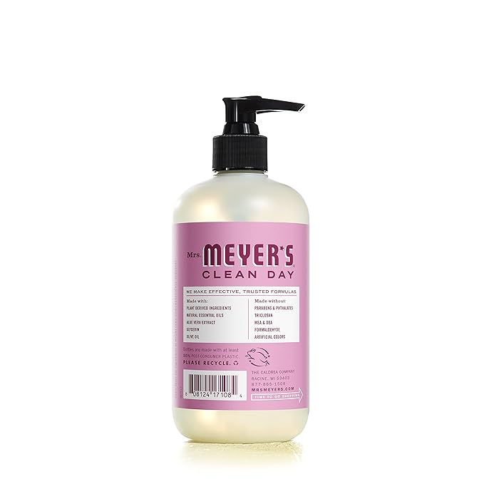 MRS. MEYER'S CLEAN DAY Hand Soap, Made with Essential Oils, Biodegradable Formula, Peony, 12.5 fl. oz
