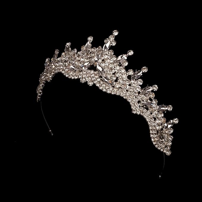 LIMELIA Women's Tiara for Henna Wedding Party|Glitter Hair Accessories for Bridal Birthday Pageant Prom Halloween Cos-play Christmas Party|Dence-Silver