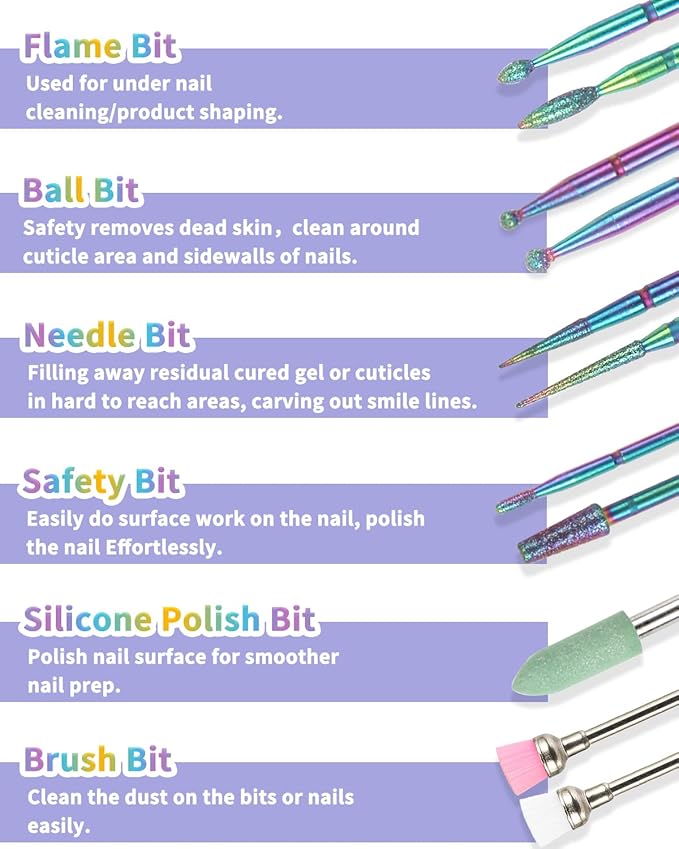 BQAN Nail Drill Bits Set with Nail Drill Bit Holder