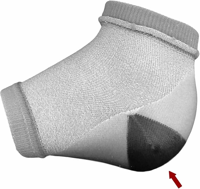 Dry Cracked Heels Repair Bundle with Open Toe Moisturizing Silicone Gel Heel Socks (2 Pairs, Gray) and O’Keeffe’s Healthy Feet Cream Jar for Home Foot Skin Care