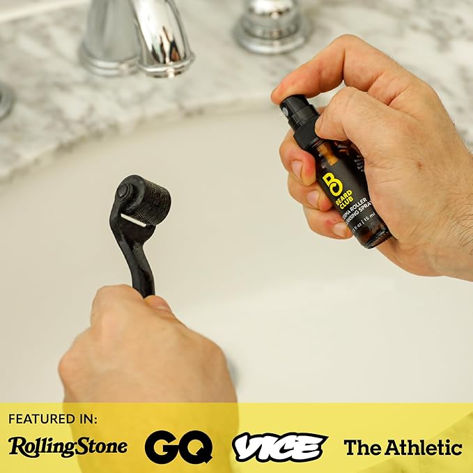 The Beard Club Derma Roller Replacement Head & Cleansing Spray - 0.3mm Titanium Microneedles - Replace, Clean and Prolong Derma Roller Life