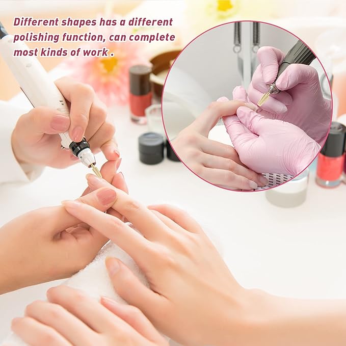 Honoson 10 Pcs Nail Drill Bits Set, 3/32 Inch Tungsten Carbide Bits for Nail Tech, File Remove Acrylic Gel Polish, Manicure Pedicure Tools for Salon Home Supplies(Gold)