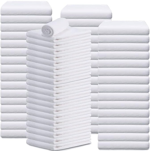Newwiee 72 Pack Microfiber Bleach Proof Towels Bulk for Salon 18 x 30 Inch Dry Lint Free Hair Drying Hand Towels for Hair, Gym, Bath, Spa, Shaving, Barber(White)