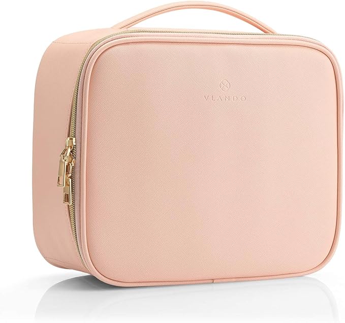 Vlando Toiletry Bag, Large Wash Bag, Travel Cosmetic Make-up Bag, Multi-compartment with Dividers for Cosmetics Makeup Brushes Toiletry Jewelry Accessories, Pink