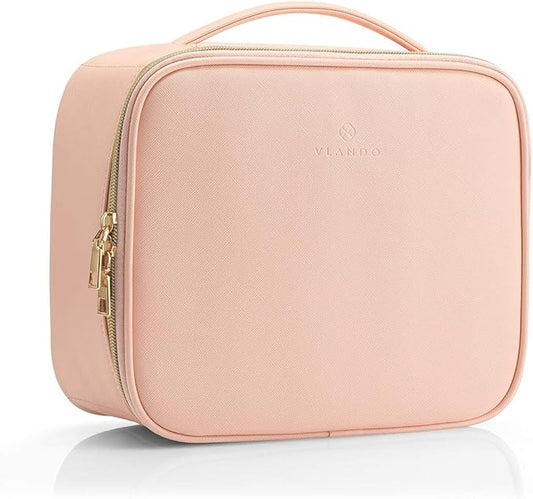 Vlando Toiletry Bag, Large Wash Bag, Travel Cosmetic Make-up Bag, Multi-compartment with Dividers for Cosmetics Makeup Brushes Toiletry Jewelry Accessories, Pink