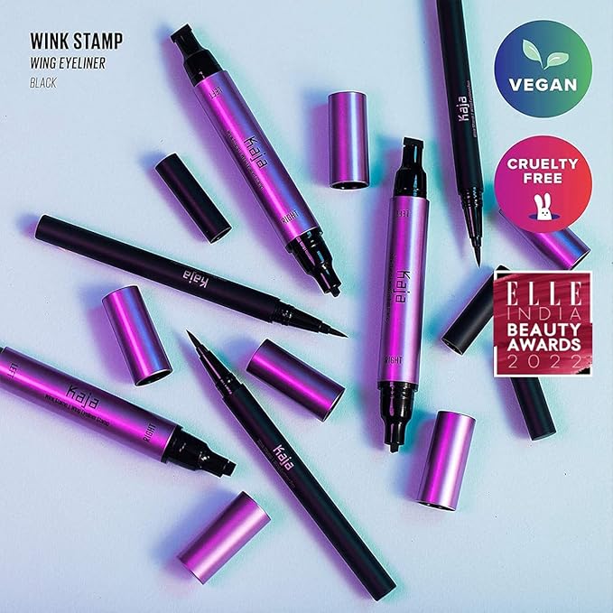 Kaja Winged Eyeliner Set - Wink Stamp Original | with Avocado Extract, Double-ended Wing, Smudge-Proof, Waterproof, Eye Irritation Tested, Long Lasting Pencil, Colorstay, Mother's Day