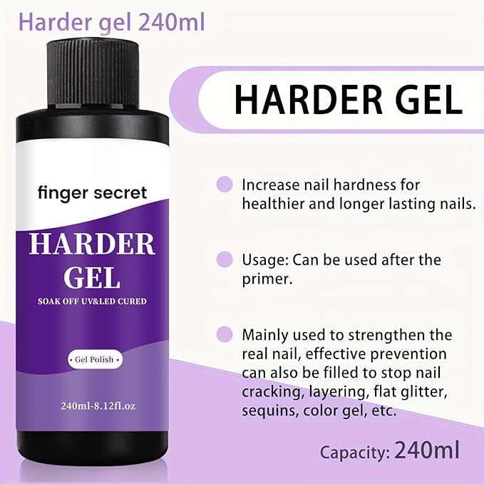 240ml/8floz Hard Gel for Nail Polish,Builder Gel for Nails,Nail Supplies for DIY in Salon or Home Use.