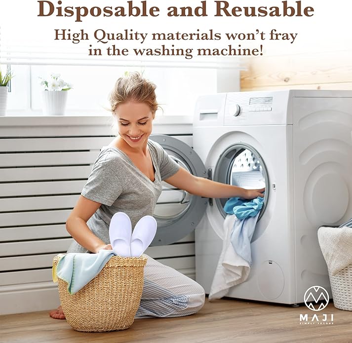 Spa Slippers, Disposable Slippers for Guests Bulk of 6 Pairs - Non-Slip Closed-Toe Premium White Spa Slippers Bulk with Travel Bags - Coral Fleece Hotel Slippers for Women and Men