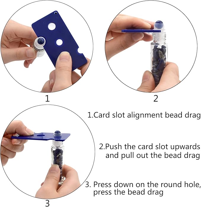 Essential Oil Roller Bottle 10ml w EVA Carrying Travel Case（Clear Glass Bottle with silver Cap、10pack、Gemstone Roller Balls、Healing Crystal Chips Inside、Opener)Gemstone Roller Ball Bottles