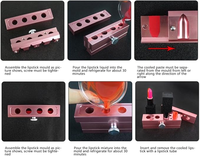 Ymiko 12.1 Dual-Use Lipstick Maker - 6 Cavity Lipstick & Lip Balm Maker, Rose Gold Aluminum Alloy