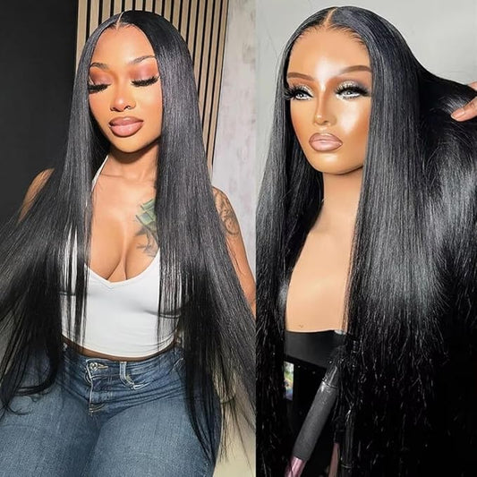 13x6 Straight Lace Front Wigs Human Hair 180% Density 13x6 Human Hair Lace Front Wigs Straight Frontal Wigs Human Hair Pre Plucked with Baby Hair Gluless Wig for Women 24 Inch