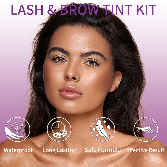 Black and Brown DIY Eyelash & Eyebrow Color Kit, Natural Effects Long Lasting for 6-8 Weeks, Easy to Use for Salon and Home Use
