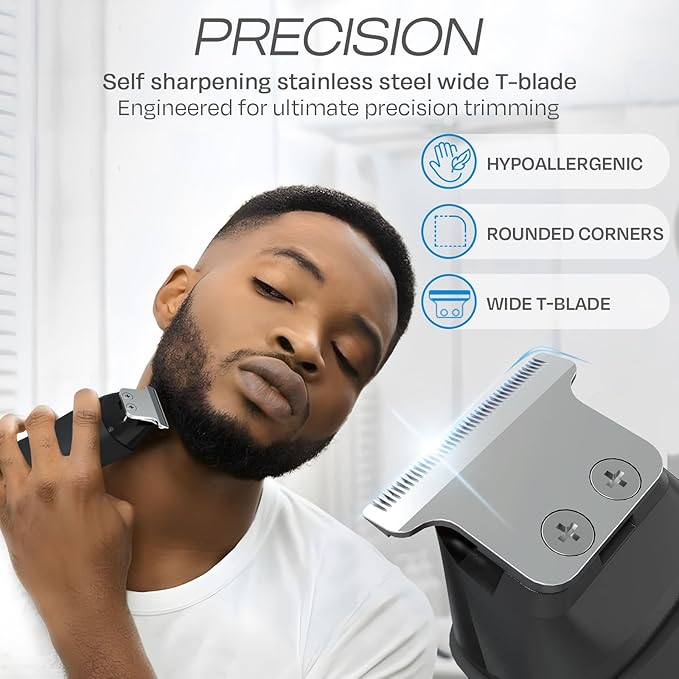 HUMMINGBIRD MK1 Compact Trimmer – Portable Men’s Electric Beard and Body Hair Trimmer, No Nick, No Cut, Cordless USB-C Rechargeable, LED Display, Face and Body Groomer, Travel-Friendly Shaver