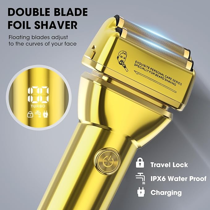 Suttik Professional Hair Clippers for Men, Barber Clippers and Trimmers Set, Foil Shavers for Men, 4 in 1 Cordless Hair Clippers Set Hair Cutting Kit Barber kit with LED Display