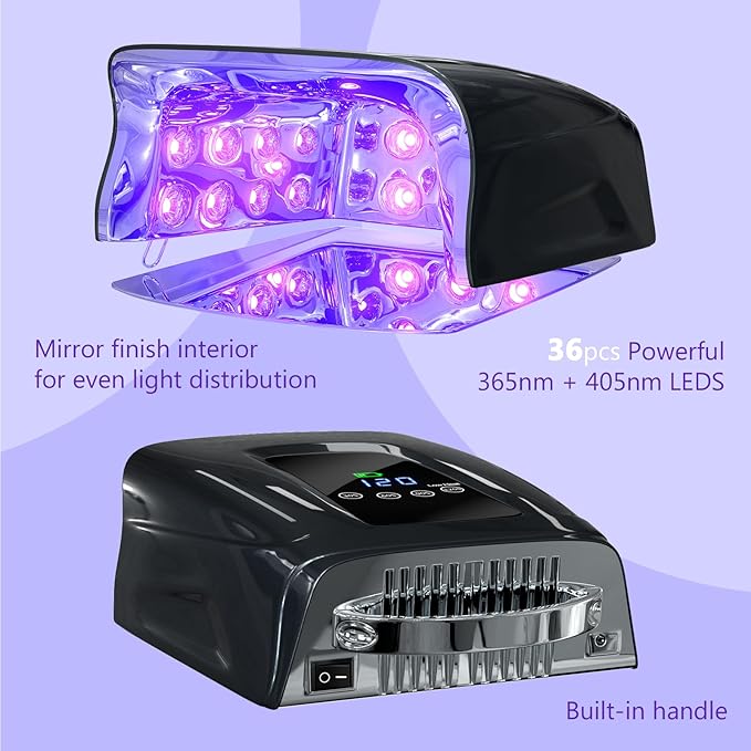 Cordless UV LED Nail Lamp, 86W Gel Nail Lamp Rechargeable Professional Nail Dryer Gel Polish UV Lights for Nails with 4 Timer Setting LCD Display Curing Lamp for Salon & Home (86W Black)