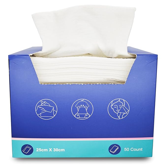 Disposable Face Cloths Cleansing Towels Facial Towel Wet and Dry Face Towel Tissue Makeup Remover Wipse 10inch x 12inch (1 Box)