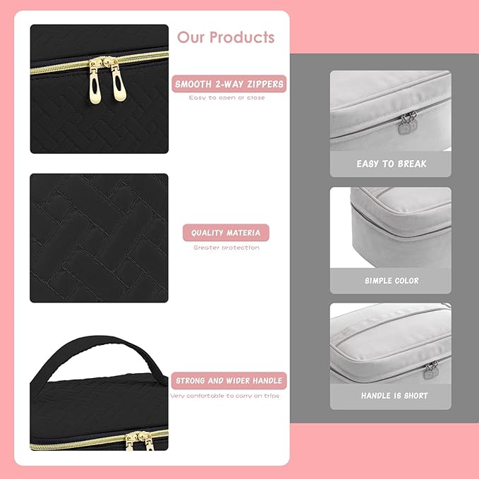 Nail Polish Carrying Case Bag-Holds 30 Bottles, Double-Layer Nail Polish Storage and Nail Dryer Case